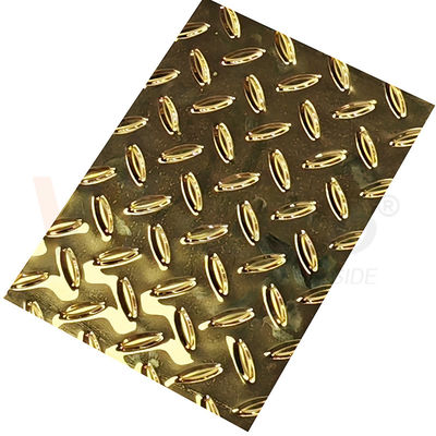 chất lượng  Rice Grain Diamond Embossed Stainless Steel Sheet Anti Skid Plate With Titanium Gold Color nhà máy sản xuất