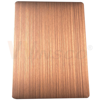 1500mmx3000mm Tấm thép không gỉ trang trí bằng tay được đánh bóng bằng đồng đỏ
