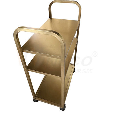 Chế tạo kim loại bằng thép không gỉ bằng thép không gỉ màu vàng titan Đã hoàn thành nhà hàng Xe đẩy ăn bằng tay