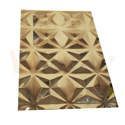 Tấm thép không gỉ hoàn thiện bằng gương vàng titan 5x10 trang trí