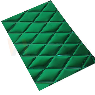 Tấm thép không gỉ dập nổi 1mm Lớp phủ PVD màu xanh ngọc bích Hình dạng hình thoi nhỏ