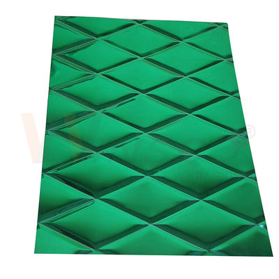 Tấm thép không gỉ dập nổi 1mm Lớp phủ PVD màu xanh ngọc bích Hình dạng hình thoi nhỏ