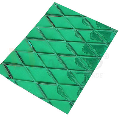 Tấm thép không gỉ dập nổi 1mm Lớp phủ PVD màu xanh ngọc bích Hình dạng hình thoi nhỏ