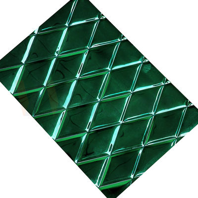 Tấm thép không gỉ dập nổi 1mm Lớp phủ PVD màu xanh ngọc bích Hình dạng hình thoi nhỏ