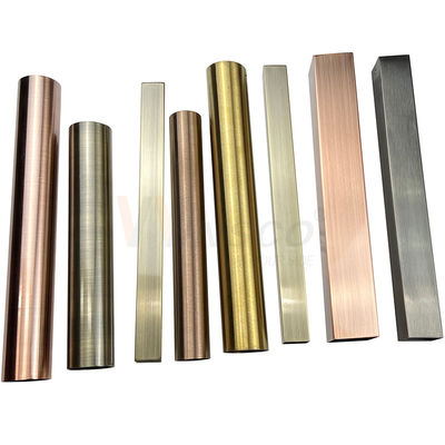 Inox trang trí 0,3mm Ống hàn bằng thép không gỉ 201 304 316 Lớp chân tóc Gương mạ chân không Màu Pvd