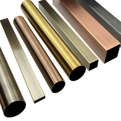 Inox trang trí 0,3mm Ống hàn bằng thép không gỉ 201 304 316 Lớp chân tóc Gương mạ chân không Màu Pvd