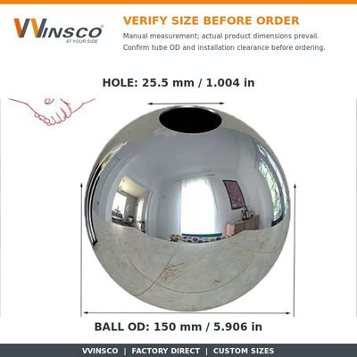 Quả bóng trang trí hai lỗ bằng thép không gỉ được đánh bóng với đường kính lỗ tùy chỉnh trong các loại 201/304/316