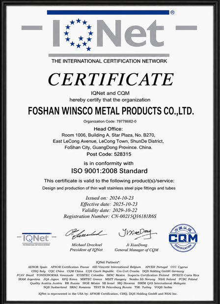 Trung Quốc (GuangDong)Foshan Winsco Metal Products Co., Ltd. Chứng chỉ